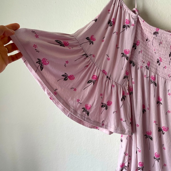 FREE PEOPLE “Lana” Off the Shoulder Tunic in Lilac Floral - Picture 7 of 10